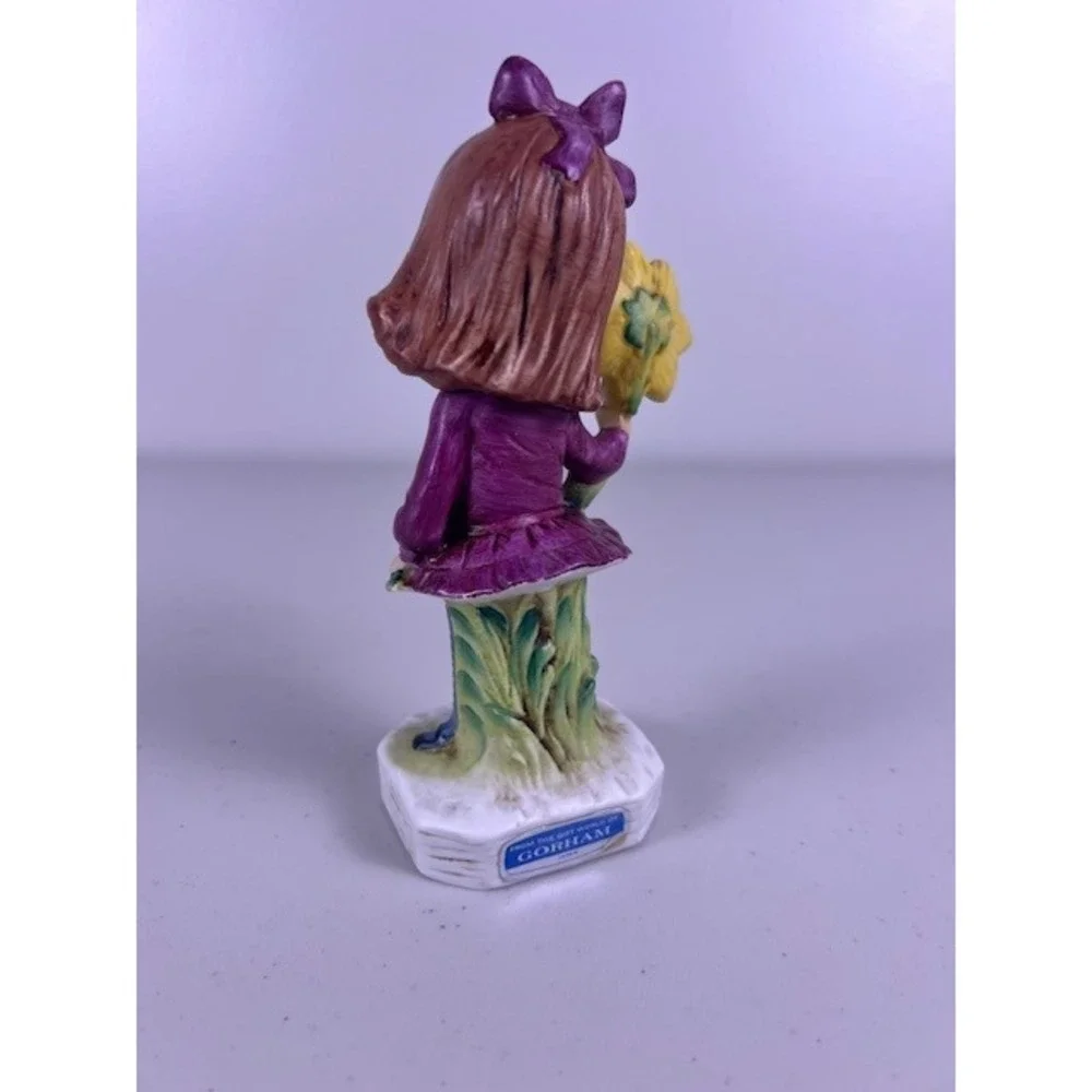 Gorham Little Girl with Sunflower Figurine Porcelain Collectible Display VINTAGE